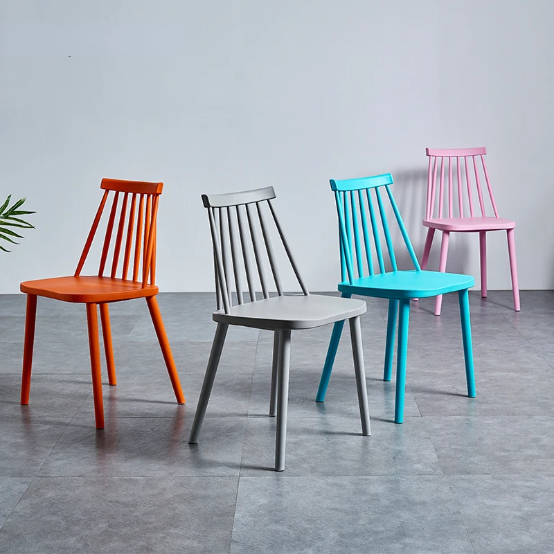 

Modern simple plastic chair Family restaurant Backrest stool Creative American Windsor chair Economic lazy leisure