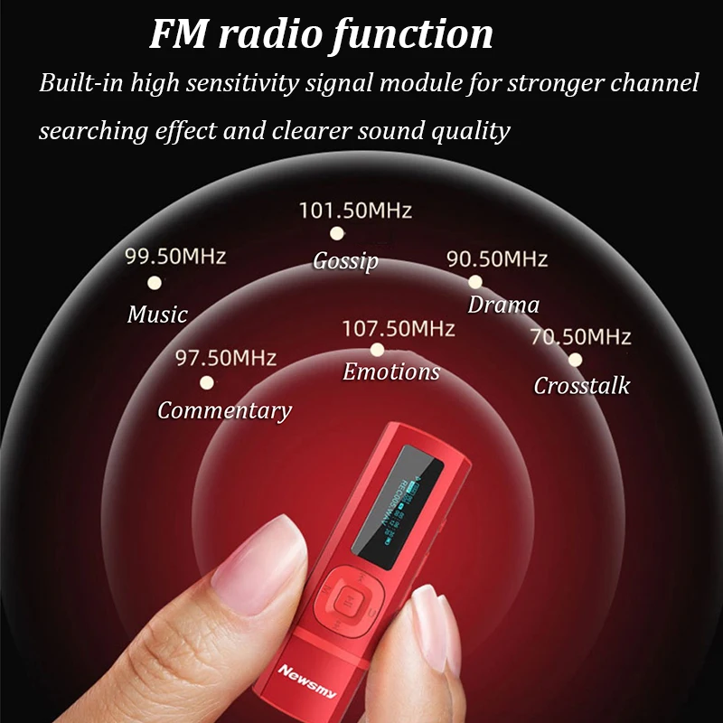 Mini 8GB Bluetooth MP3 Player with LED Screen with FM Radio MIC Support HD Recording TF Card E-book Reading  A-B Repeat