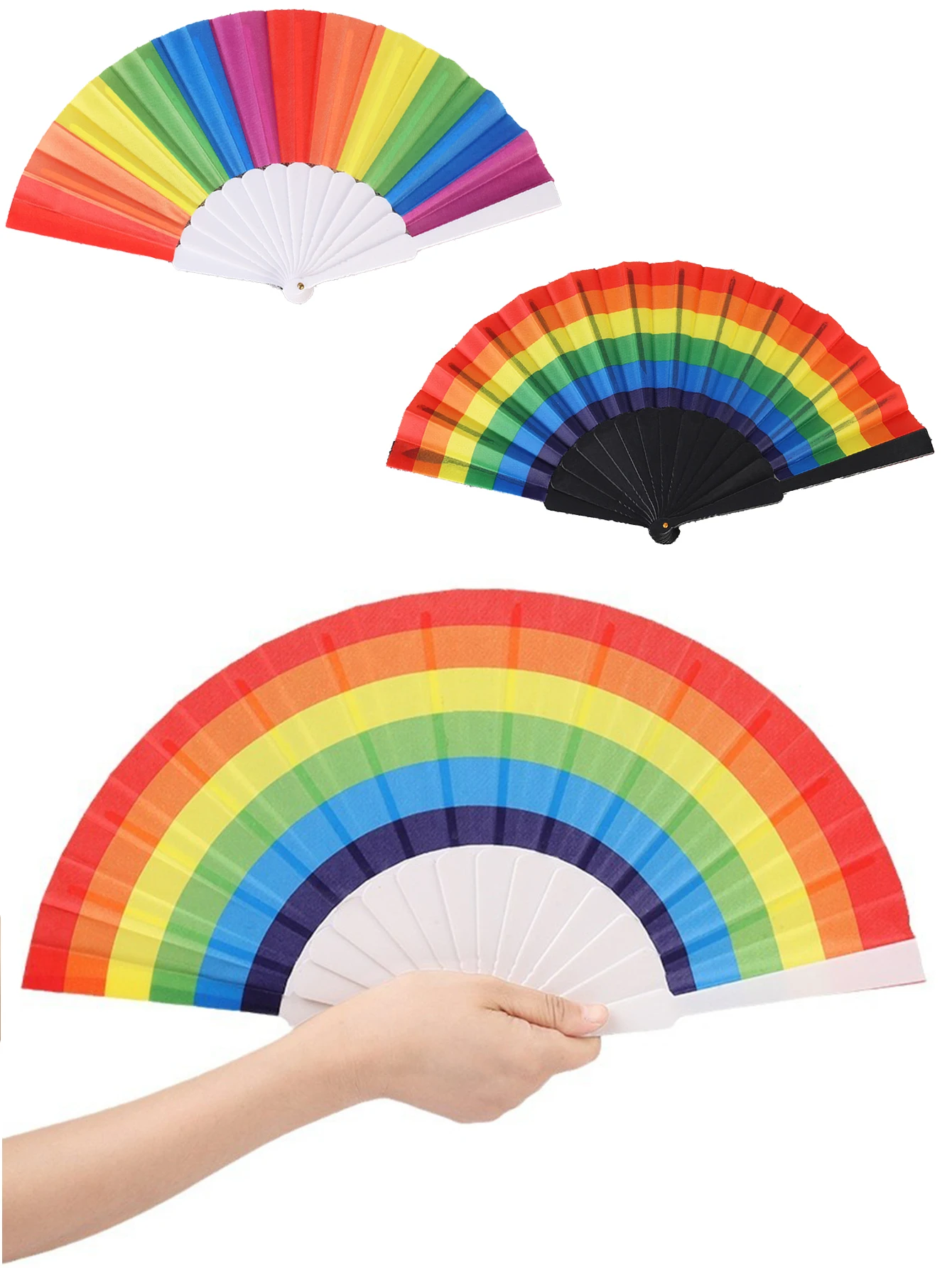 1PC Fashion Simple Personalized Rainbow Folding Fan Dance Filming Props Crafts Compact and Portable Ideal for Gifts 5