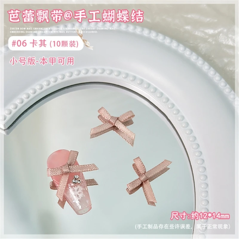 10Pcs Bow for Nails 3D Bows Charm Colorful Bowknot Charm for Acrylic Nails Ribbon Charm Bows