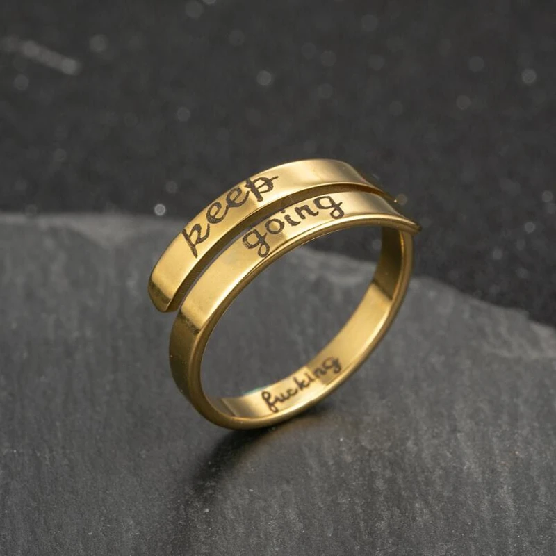 Personality I AM ENOUGH Rings Gold Silver Color Laser Engrave FAITH BLESSED HOPE LOVE Stainless Steel Jewelry For Women 3