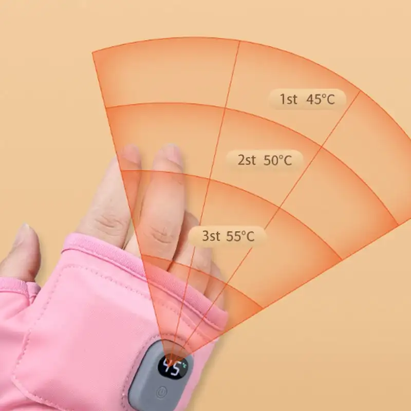 Smart Thermostatic Heated Fingerless Gloves Rechargeable Heated Gloves 360° Warm Gloves Winter Windproof Outdoor Hiking Cycling 3