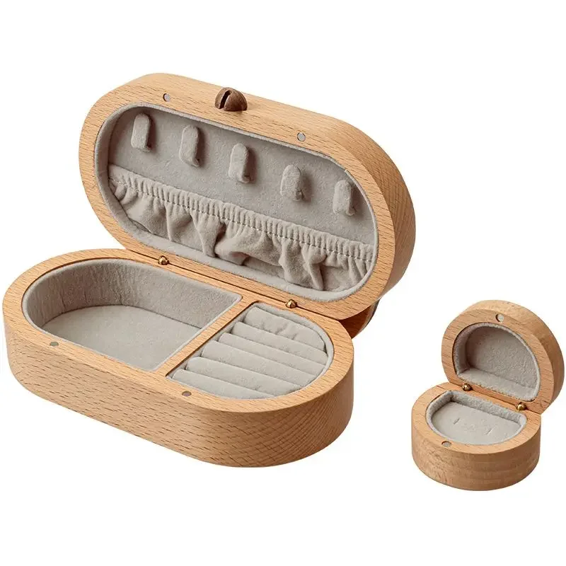 Solid Wood Fortune Cat Jewelry Box,Retro Portable Earrings Rings Premium Jewelry Box Holder Storage,Gift for Couple Friend Girl 5