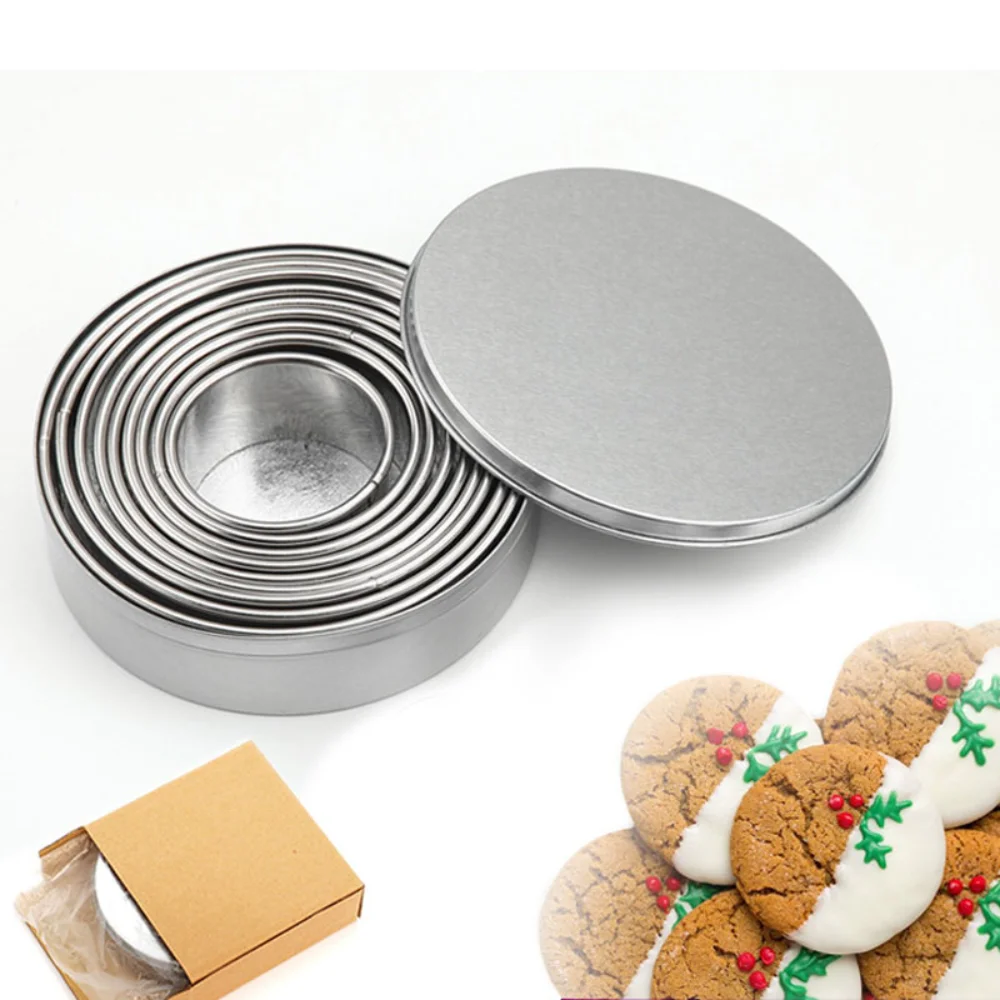 

12pcs Circle Cookie Cutter Set, Round Donut Cutter Baking Mold Dough Fondant Biscuit Cutters 3-12cm Stainless Steel Kitchen Tool