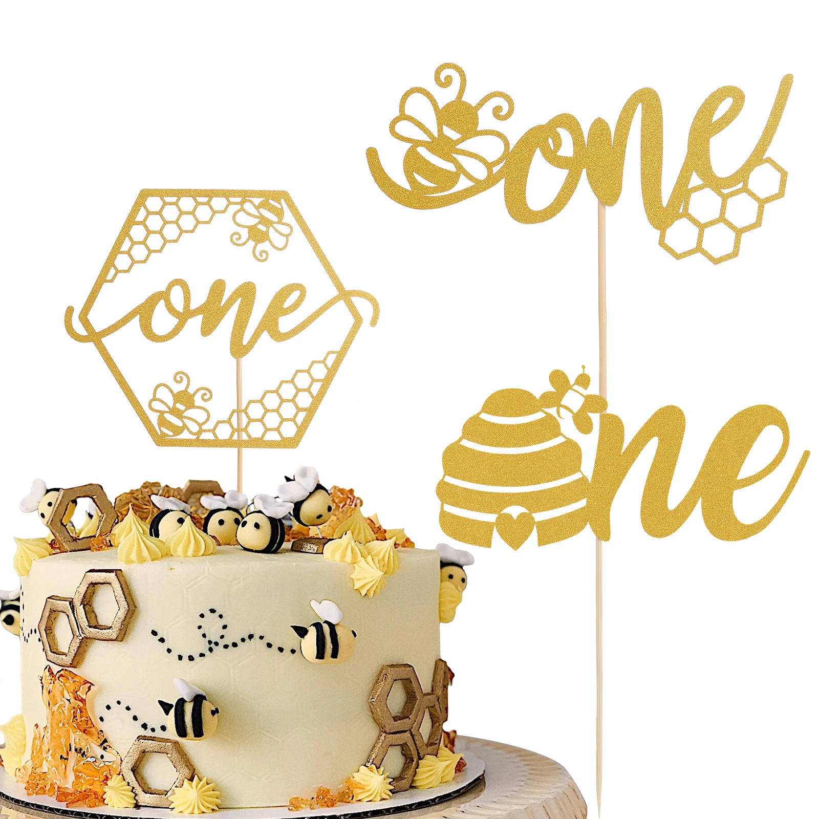 Le thème de l'abeille premier gâteau d'anniversaire avec des