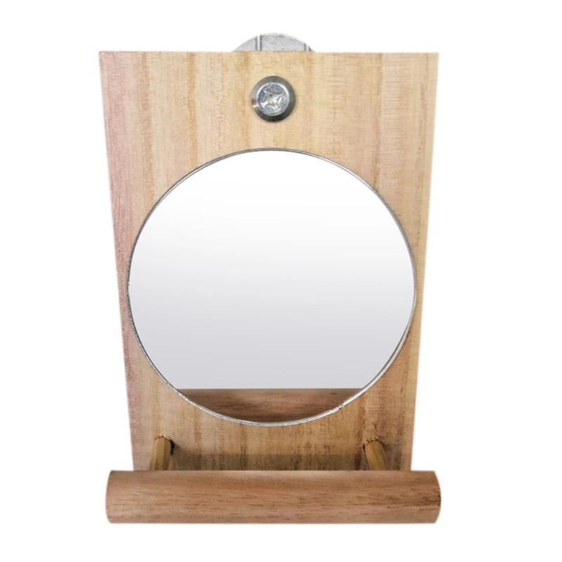 Parrot Bird Perch Parrot Perch Mirror Wooden Stands For Macaws Cockatoos Parakeets Conures