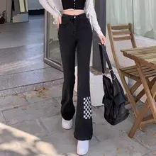 

CGC Korean Fashion 2022 Flared Jeans Women Spring Autumn Cargo Pants Female High Waist Jeans Streetwear Wide Leg Women Pants