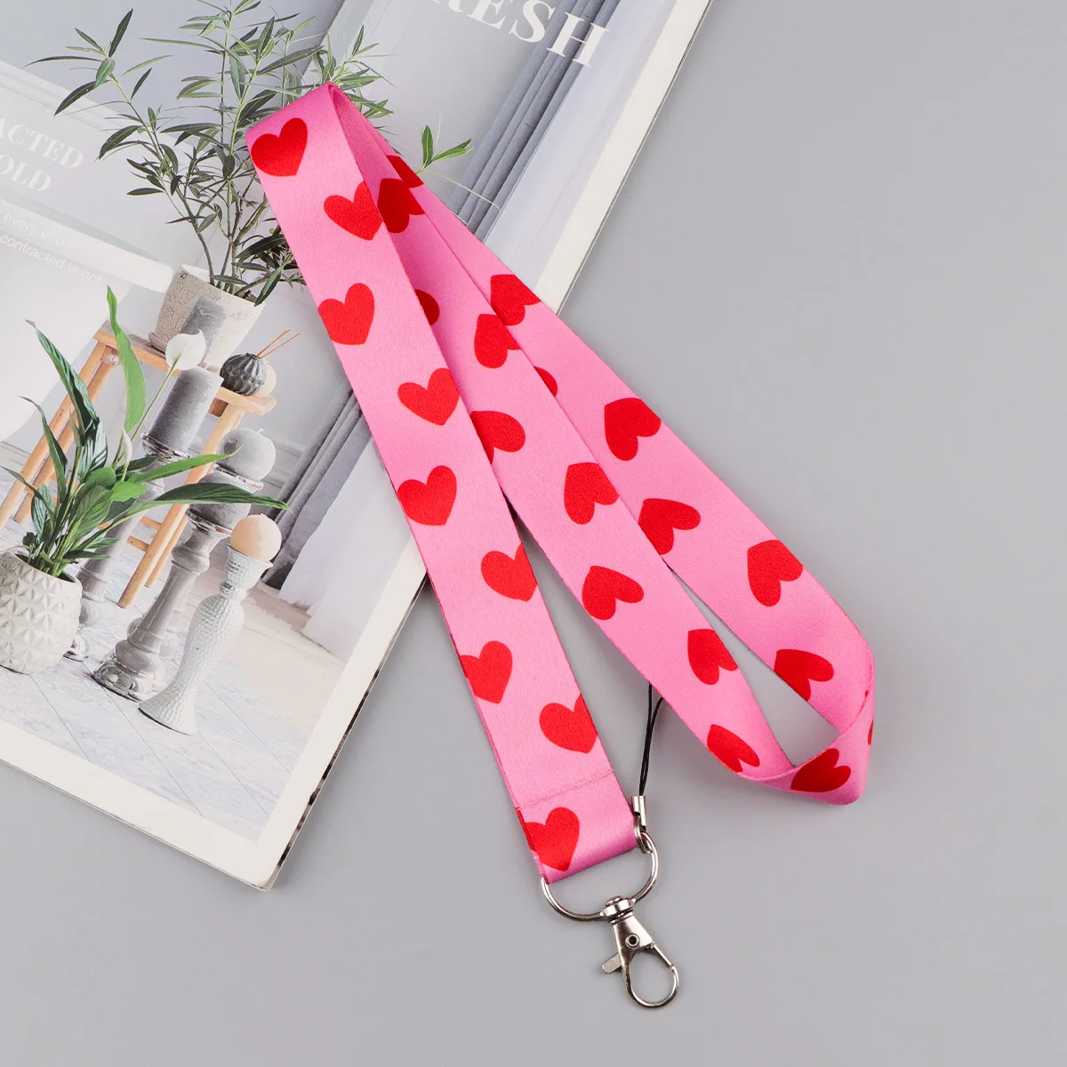 Pink Romantic Lanyard Keychain and Badge Holder Gift Set