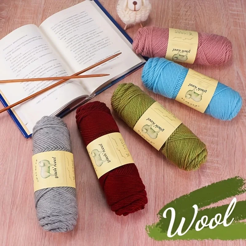 1Pc 100g 50% Wool Yarn hand knitting 50% acrylic Crochet Yarn  Knit sweater Cardigan Blanket line hat shawl thread 115m 4527inch 5