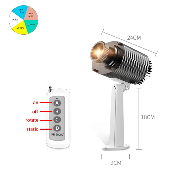 사용자 정의 Led HD 색상 변경 실내 또는 실외 ip67 방수 회전 광고 로고 이미지 프로젝션 램프 고보 프로젝터