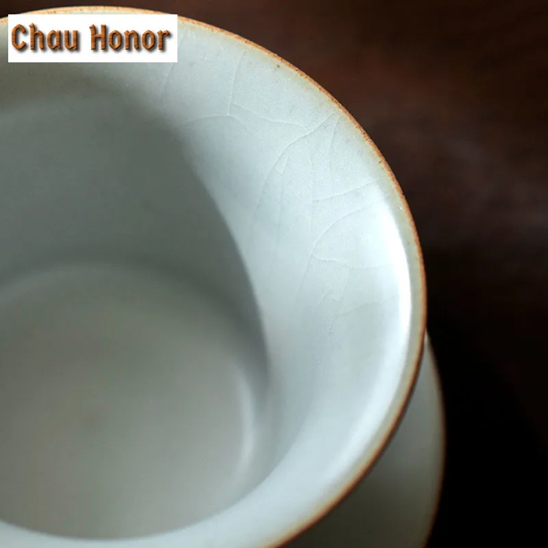 160ml Japanese Ru Kiln Cover Bowl Zen Curvaceous Figure Women Tea Tureen Kungfu Tea Set Tea Bowl Sancai Cover Bowl Drinkware