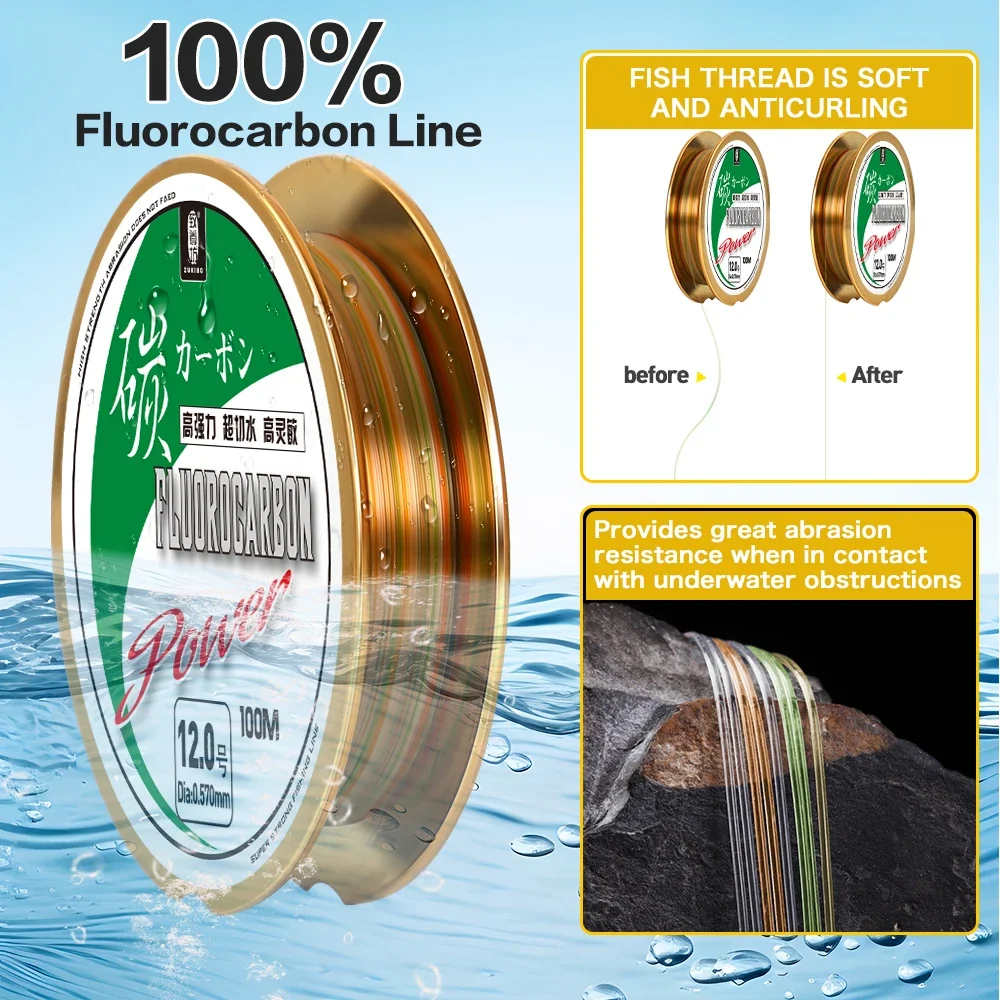 100M 100% fluorocarbonio leader lenza pesca in mare pesca in barca Giappone seta originale invisibile per la pesca alla carpa  18