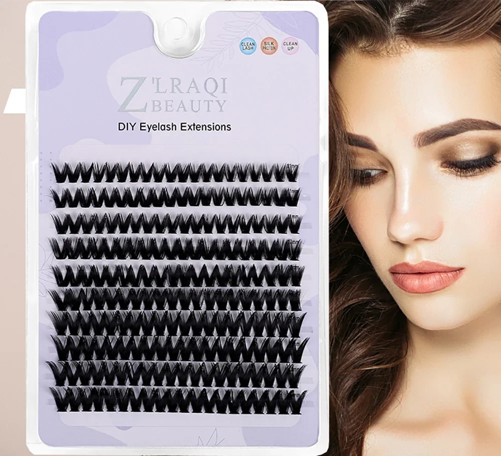 

Cluster Lashes 200pcs DIY Eyelash Extension D Curl Long Individual Lashes Mixed Tray Faux Mink Lash Clusters Extensions