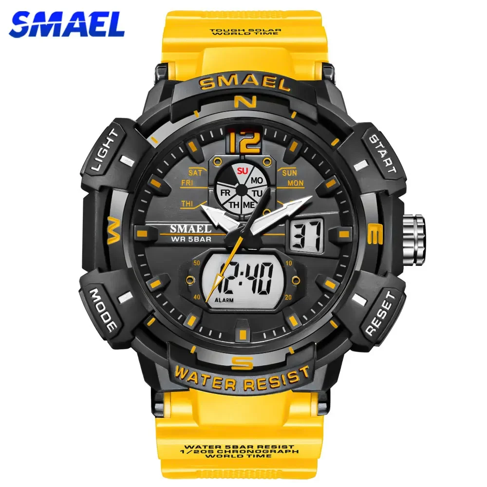 

SMAEL Top Luxury Brand Men's Watch Outdoor Sports Waterproof Watches Dual Time Display Quartz Wristwatches Rubber Digital Clock