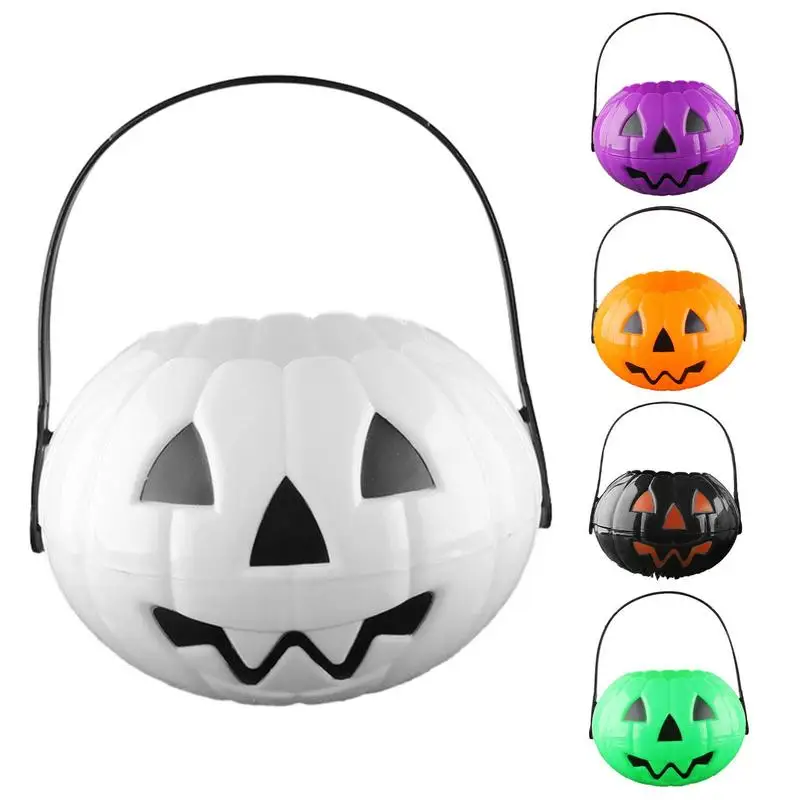 

Halloween Loot Party Kids Pumpkin Trick Or Treat Handle Portable Plastic Decoration Props Kids Gift Home Halloweens Decoration