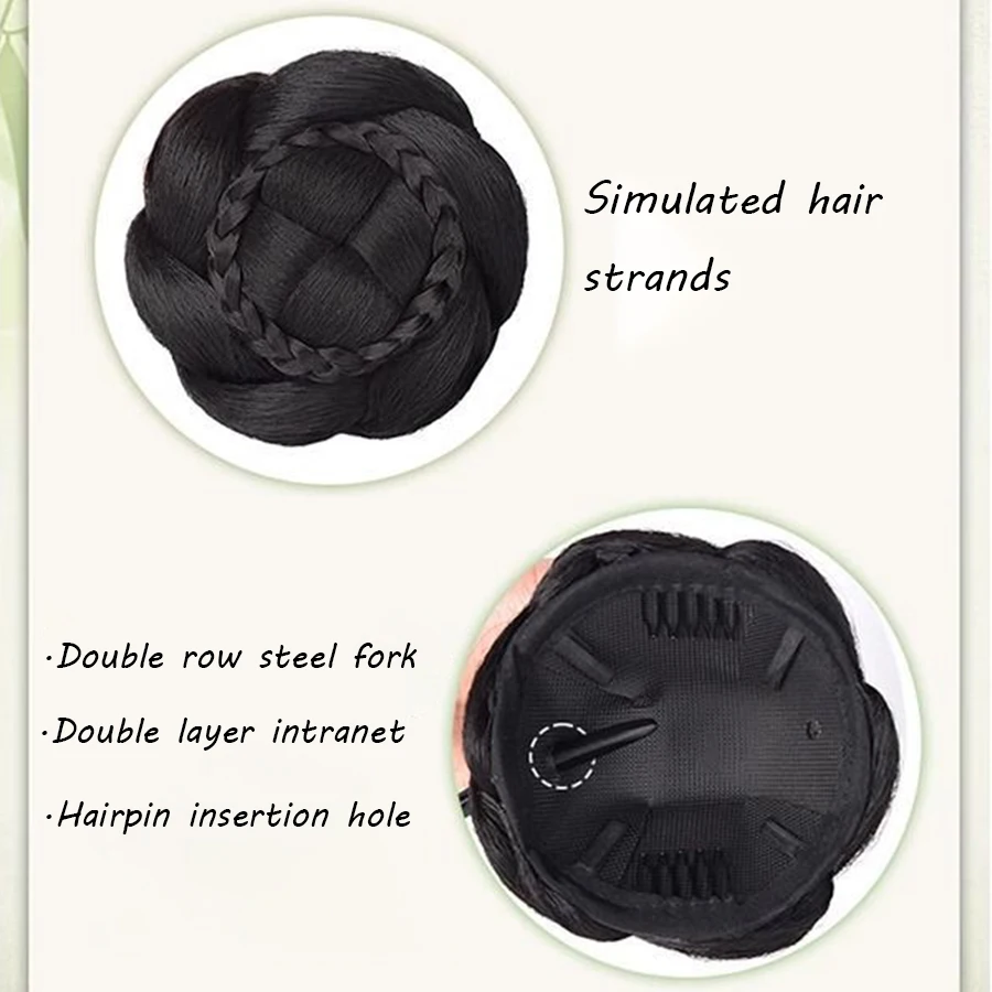Synthetic Ball Head Wig Flower Bud Hair Hairpin Bun Back Head Pad Hair Bag Hanfu Ancient Style Cheongsam Bun Wig