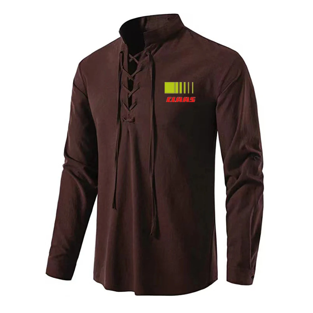 Claas 2023 New Linen Shirt Men's Casual fashionable Blouse Cotton Loose Long Sleeve Spring Autumn style popular Harajuku tops