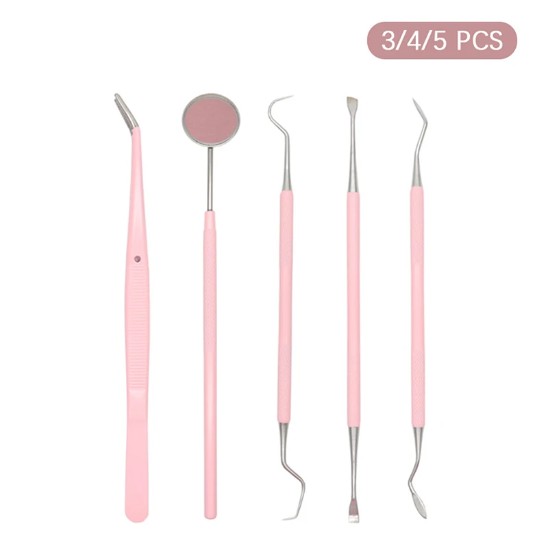 

3/4/5PCS Pink Stainless Steel Dental Mirror Dental Kit For Woman Oral Care New