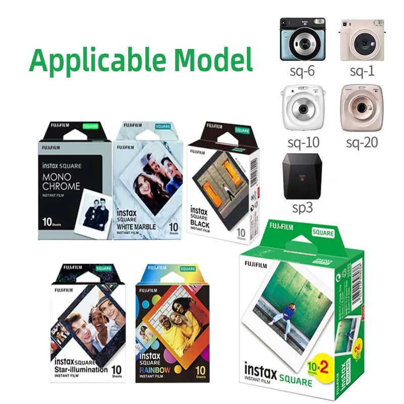 Nuovo Originale Fujifilm Instax Square White Edge Black Films (10-40 Pcs) Per Instax Sq10 Sq6 Instant Camera Share Sp-3 Printer