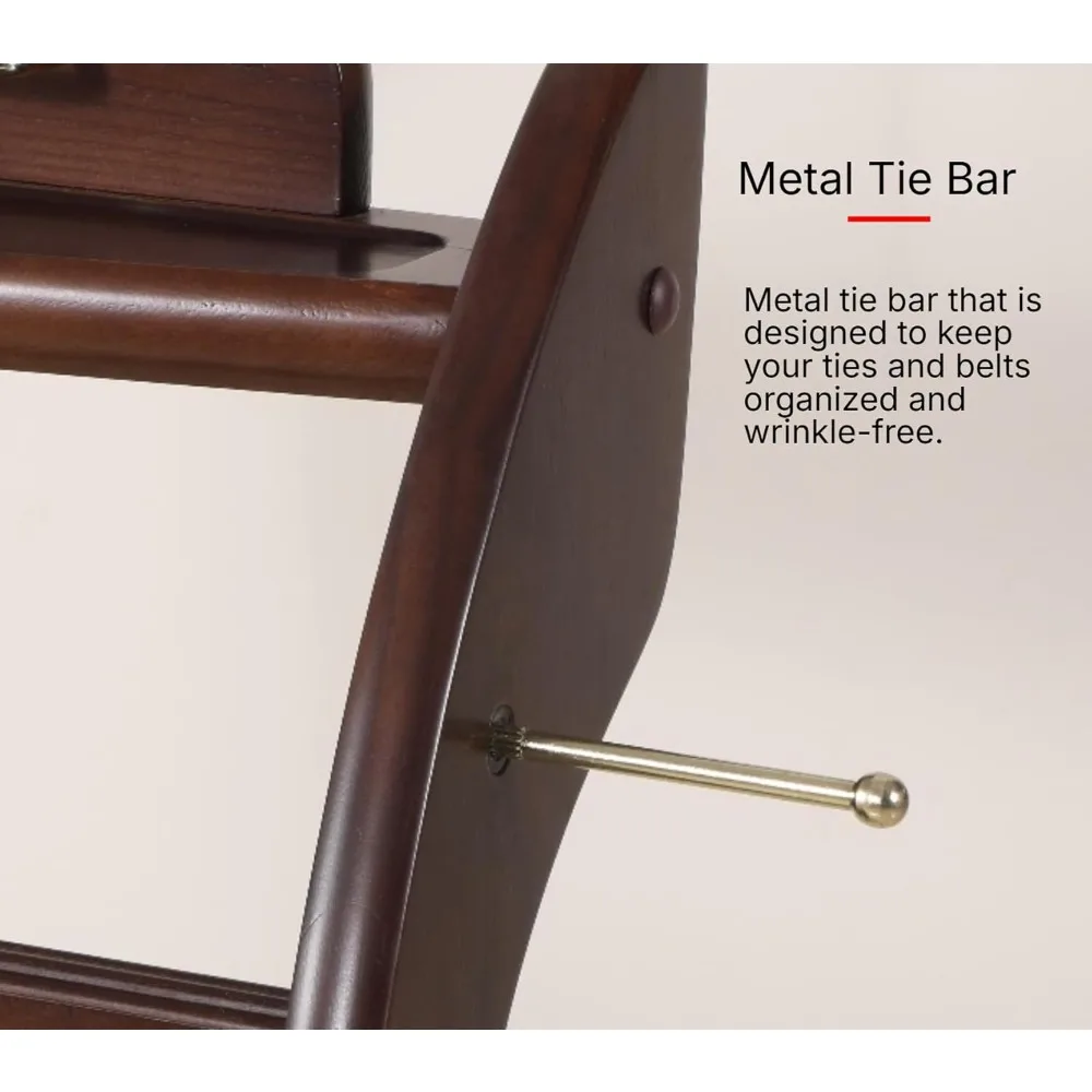 windsor suit valet stand vl16001 with top tray, contour hanger, trouser bar, tie & belt hooks and shoe rack, 17" w x 14" d x 40