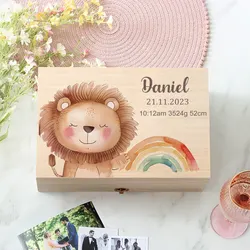 Personalized Rainbow Animal Keepsake Box for Kids - Custom Name Memory Case Gift (Jk4911.TR - 01)
