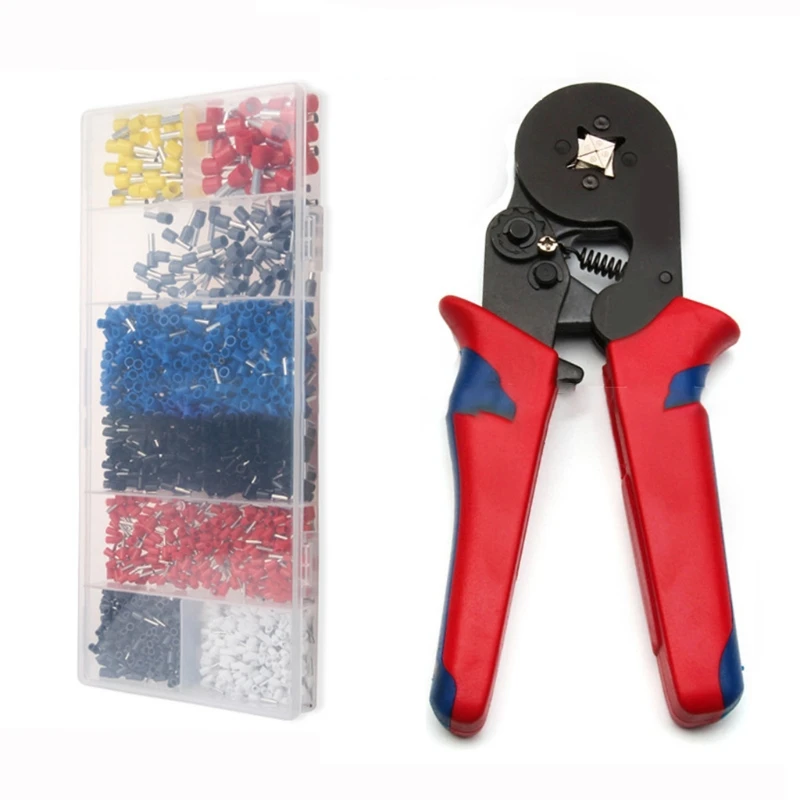 

Обжимной инструмент, набор саморегулирующихся плоскогубцев с храповым механизмом, 1200 шт., изолированные торцевые клеммы, набор