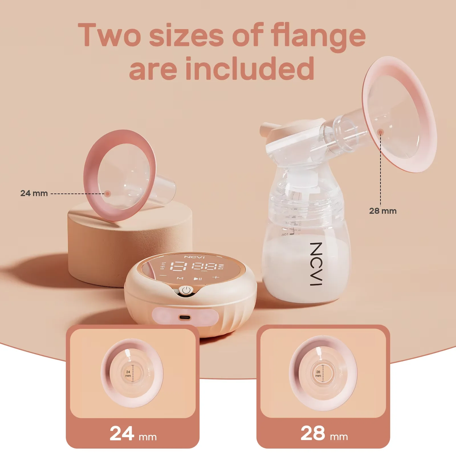 NCVI Double Electric Breast Pump 4 Modes 9 Suction Levels LED Display Includes Milk Storage Bags