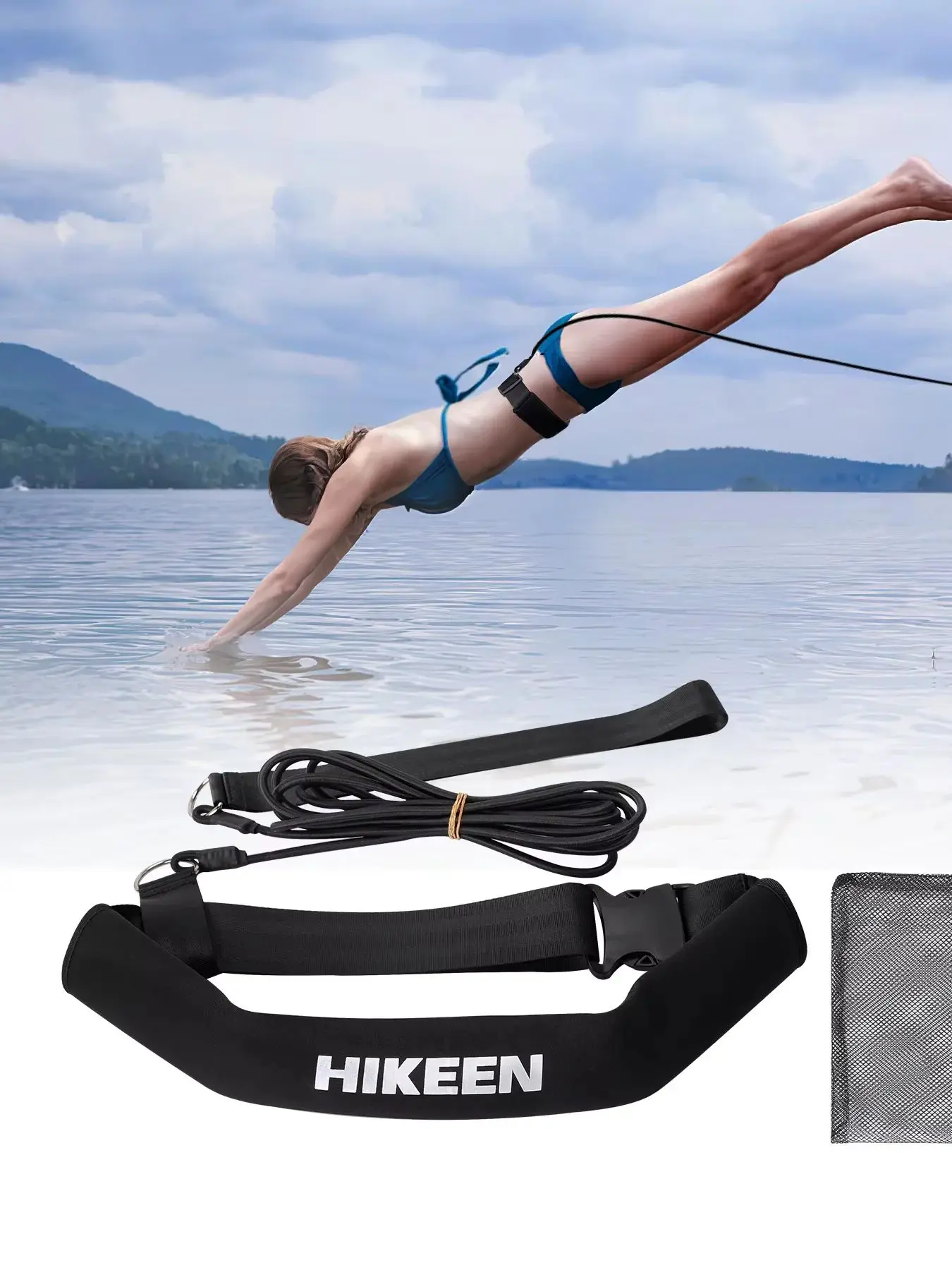 4M Einstellbare Schwimmen Training Zubehör Elastische Widerstand Gürtel Pool an Ort Sicherheits Band Harness Stationäre Leine Für Kind – Detail 1