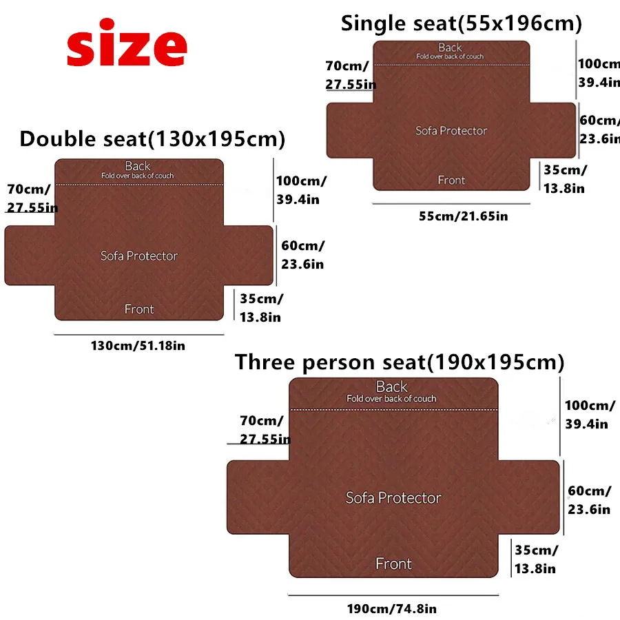 Hot Reversible Quilted Diamond Grid Sofa Mat Waterproof Solid Color Furniture Protective Cover Household Non Slip Couch Cushion