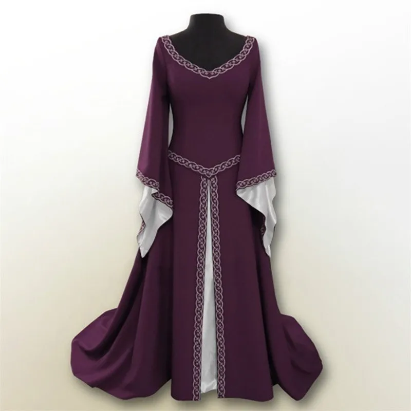 Women Vintage Medieval Costume Dress Corset Waist Retro Renaissance Maxi  Dress Ankle Long Dress Halloween Cosplay Dress - AliExpress 200000532
