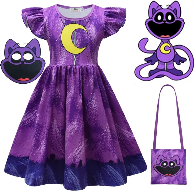 Robes de princesse pour filles, créatures souriantes, Cosplay, Costume d'anniversaire pour enfants, masque d'halloween, dessin animé, tenue décontractée 1