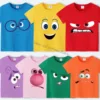 Disney Inside Out New T-shirt for Children Cartoon Clothing Trendy Base Tops Cute Emote Clothes Fashion Sunmer Tee Kids Top Gift 1