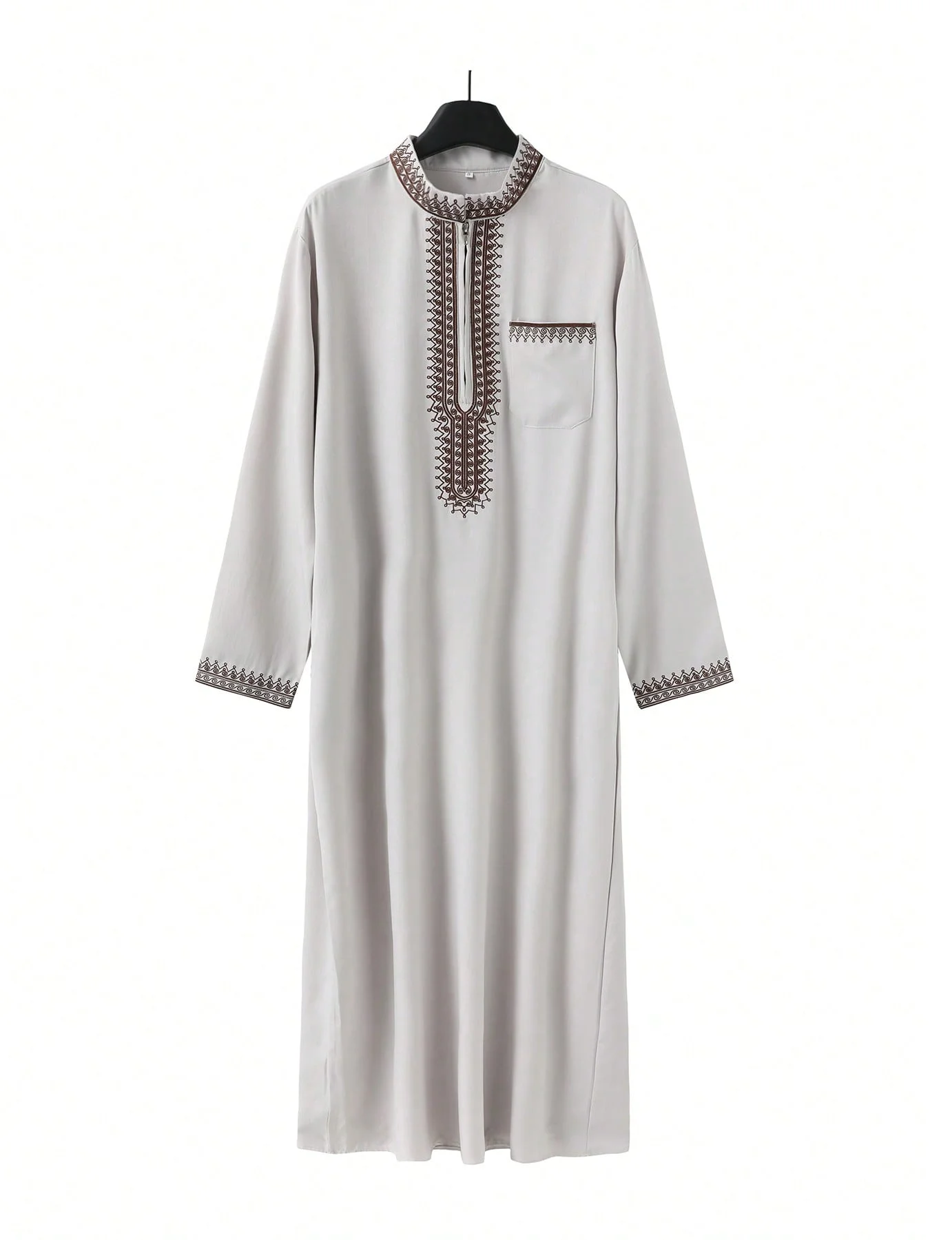 ثوب رجالي سعودي مطرز كم طويل
