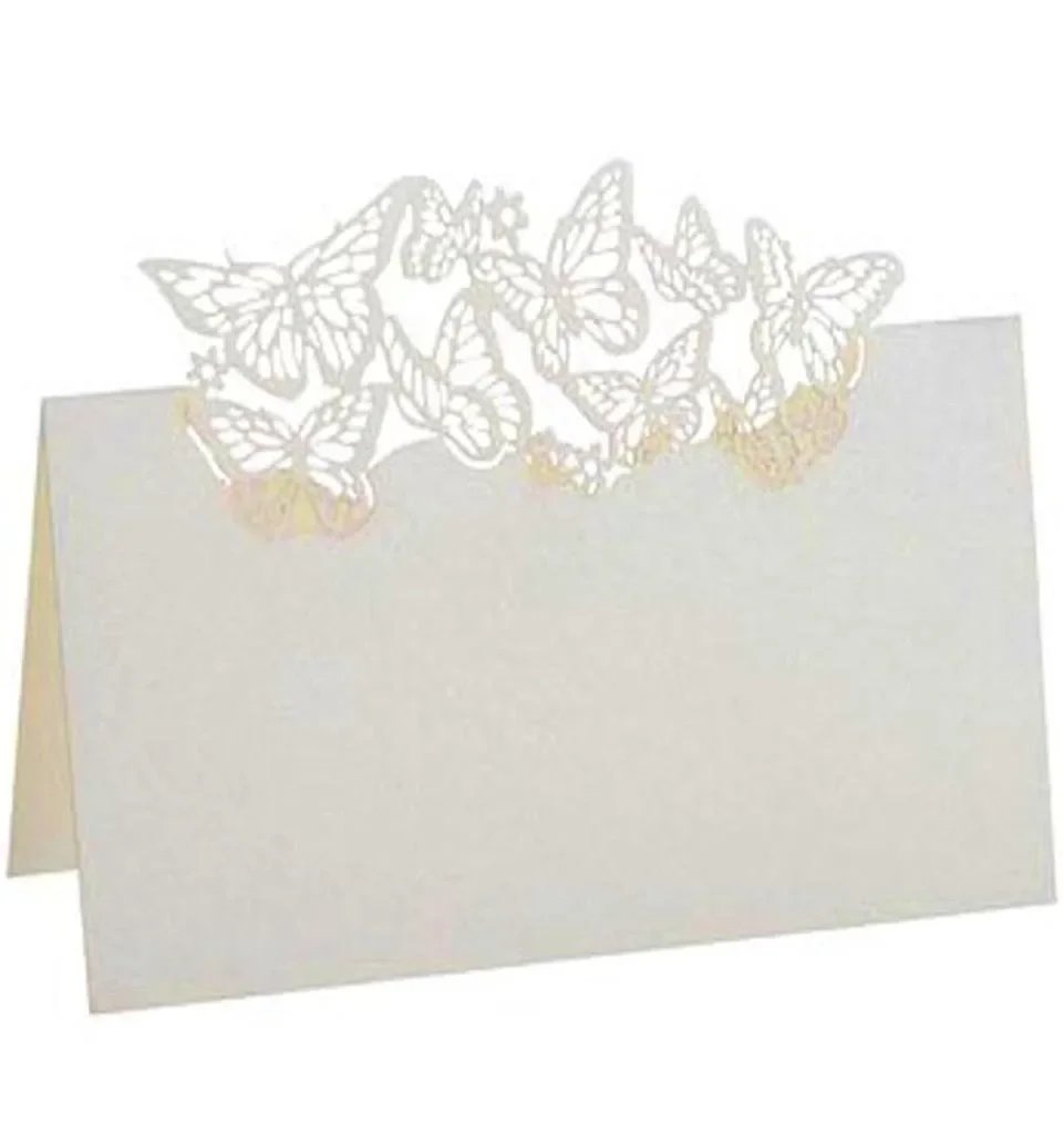 50pcs Seat Card Butterfly Hollow Heart Table Card Wedding Name Sign in Table Numbers Wedding Thank You Cards