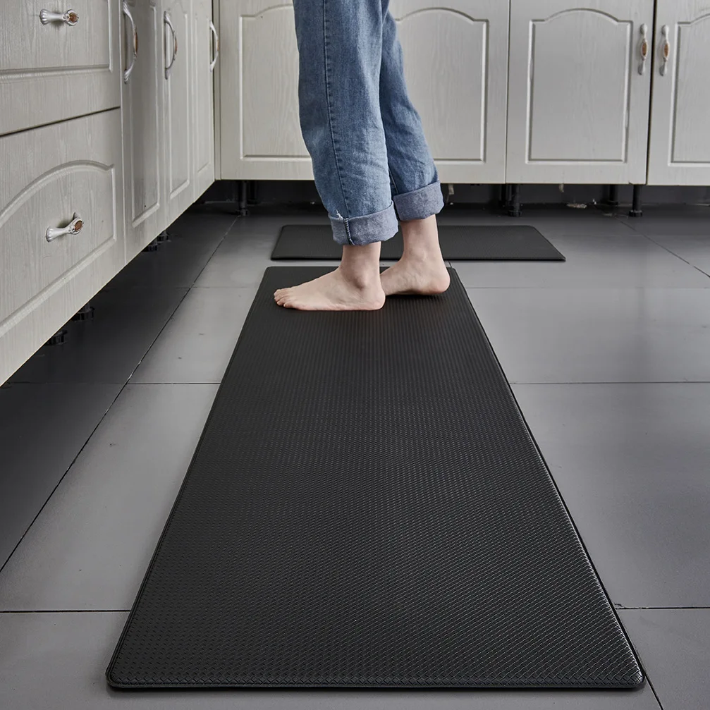 Kitchen Rugs Mats Non Slip Waterproof Padded PU Leather Floor Mats Are  Wear-Resistant Anti-Greasy Black Foot Pad PVC Air Cushion - AliExpress