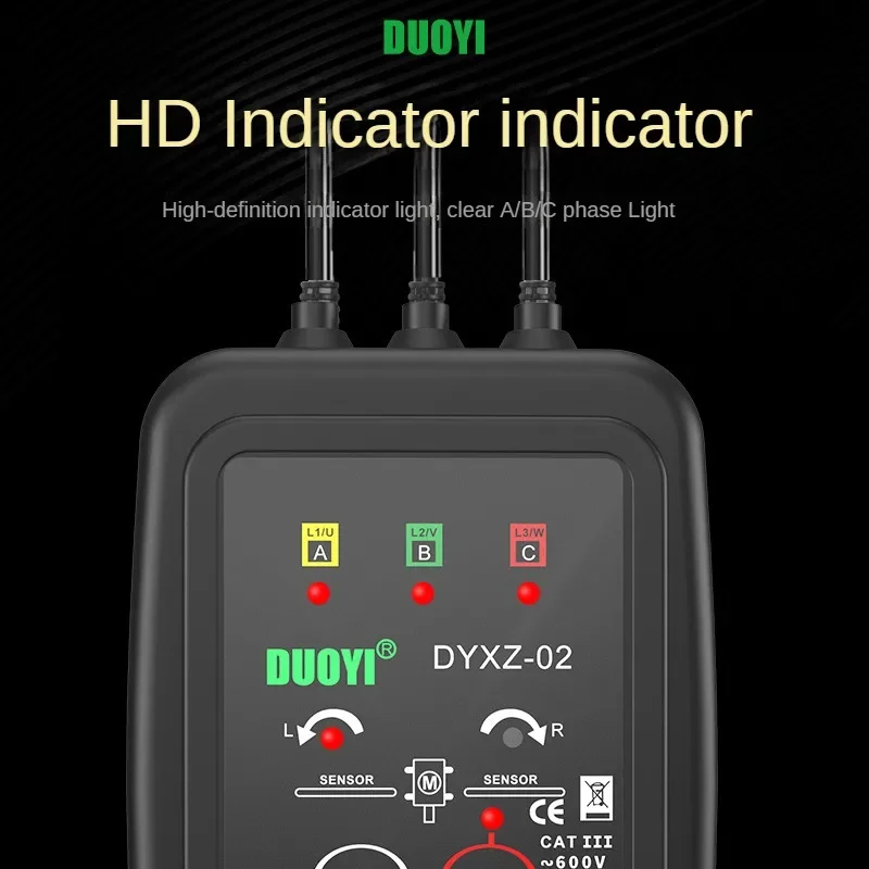 안정적인 DYXZ-01/02 비접촉식 3상 검출기 회전 테스터 위상 시퀀스 미터 디지털 LED 버저 표시기
