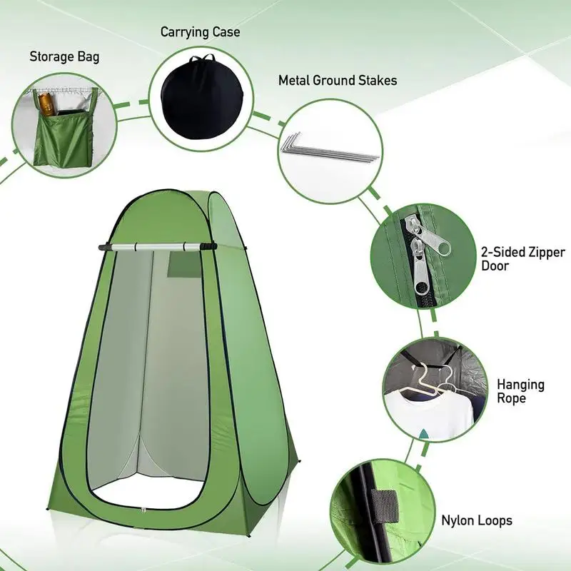 Portable Outdoor Camping Tent Pop Up Privacy Shower Tent Camping Privacy Movable Toilet Enclosure Warm Bathing Shelter