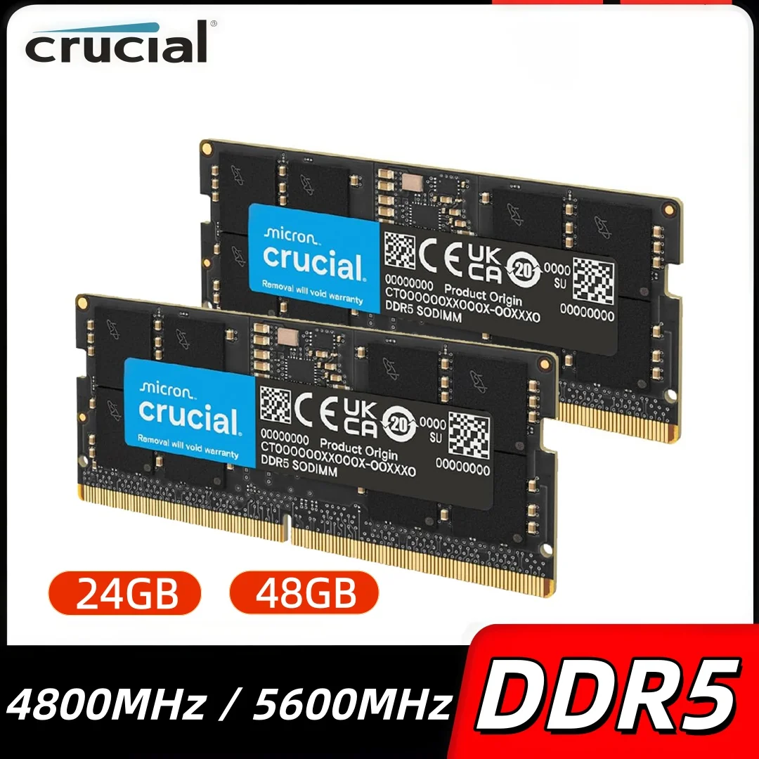  크루시얼 DDR5 RAM 24GB 48GB 4800MHz 5600MHz SO-DIMM..