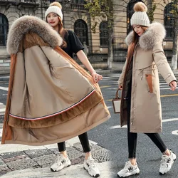 2022 New Snow Wear Long Parkas Winter Jacket Women Parka Fur Hooded Jacket Female Fur Lining Thick Coats Parkas