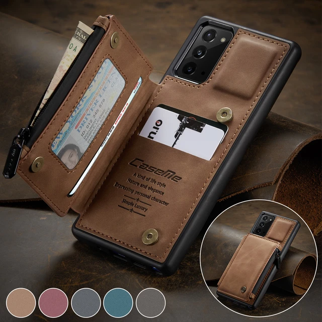 CaseMe iPhone 12 Pro Max Zipper Leather Wallet Case with RFID Blocking Brown
