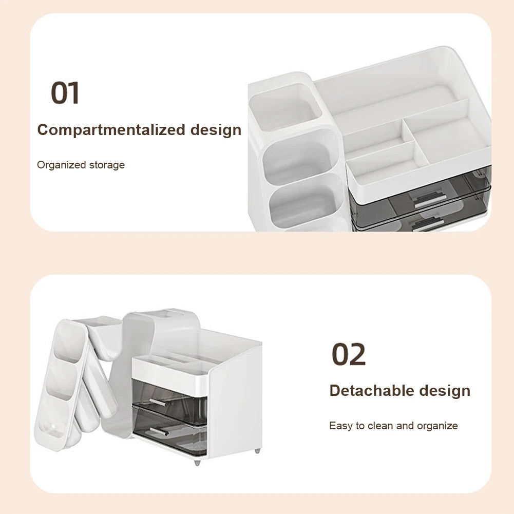 Plastic Desktop Organizer Cosmetic Container with Drawers Cosmetic Display Case Makeup Display Stand for Vanity Dressing Table 5