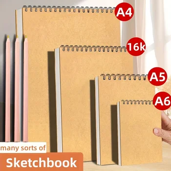 Due Quaderni da Disegno A4/16K/A5/A6 + Due Matite Colorate, Rilegatura a Spirale, 30 Fogli Ciascuno, Perfetti per Kit da Disegno, Scrittura e Artisti