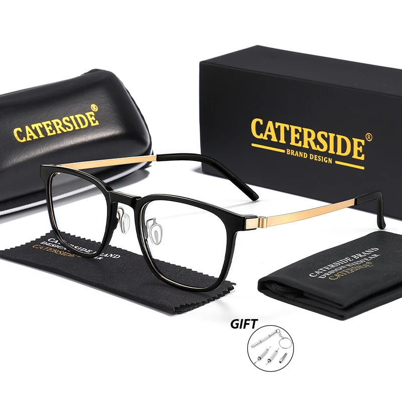 CATERSIDE Vintage Quadratische Lesebrille für Männer Tr-90 Rahmen Titan Beine Benutzerdefinierte Optische Gläser Anti Blaues Licht Tägliche Brillen – Detail 11