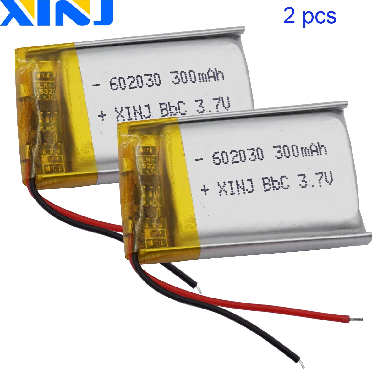 

2pcs 3.7V 300mAh 1.11Wh Polymer Lipo Rechargeable Li Lithium Battery 602030 For Bluetooth Speaker Headphones GPS Sat Nav MP4