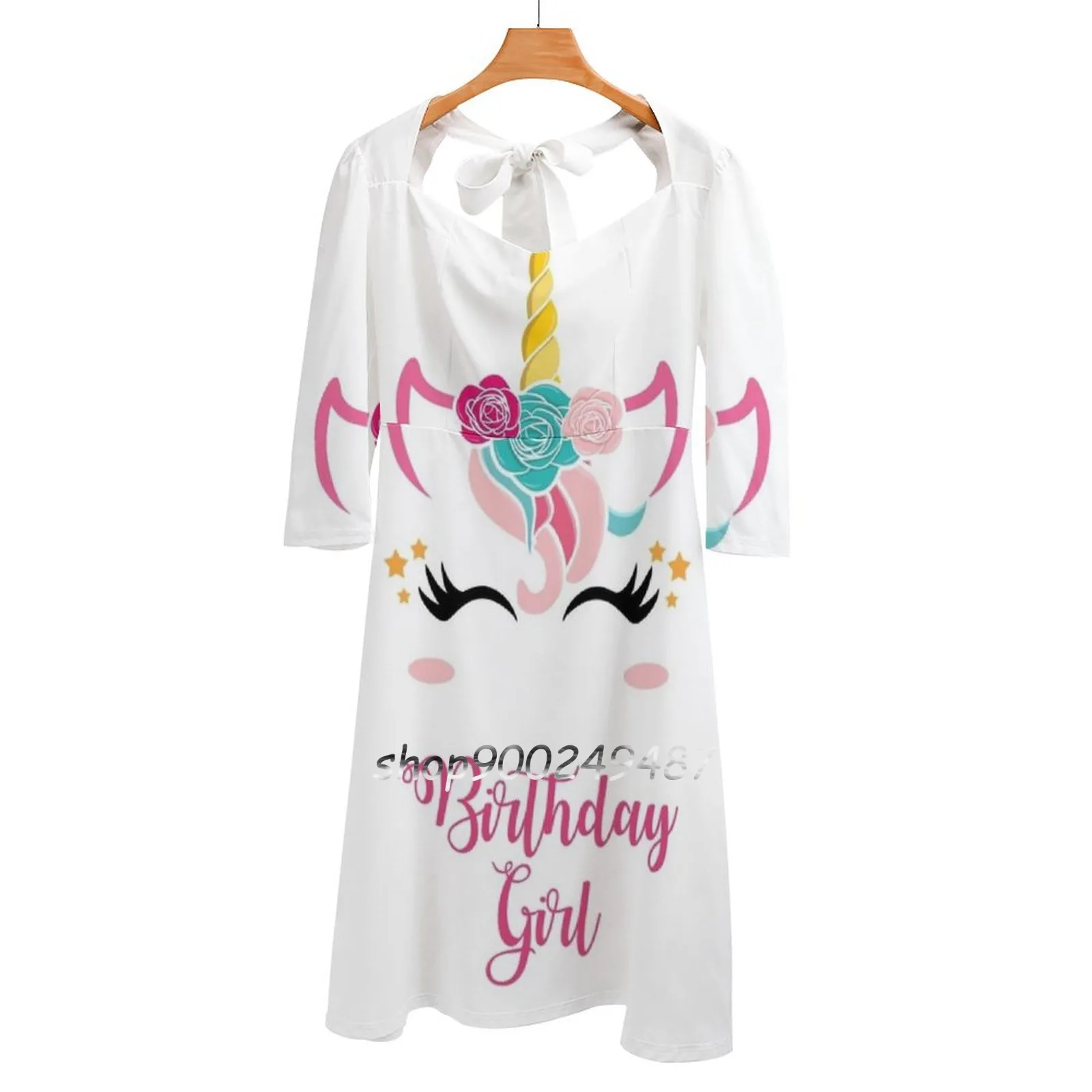 

Unicorn Birthday Shirt Birthday Girl Unicorn Outfit Gift Evening Party Dresses Midi Sexy Dress Female Sweet One Piece Dress