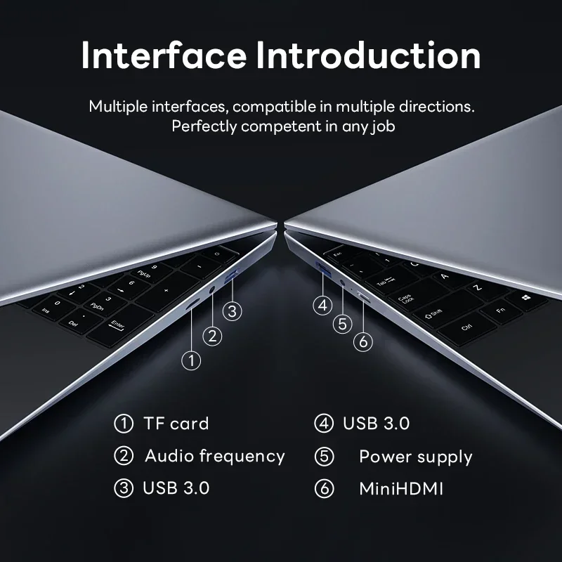 15.6 inch Laptops Office Fingerprint Unlock Notebook 16GB 1TB Windows 11 Pro Gaming Laptops Computer Intel i7-8500Y Notebook PC 6