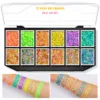 12 Color UV Luminous Holographic Glow Chunky Glitter Eyeshadow Palette Sequin Gel for Kid's Christmas Makeup 4