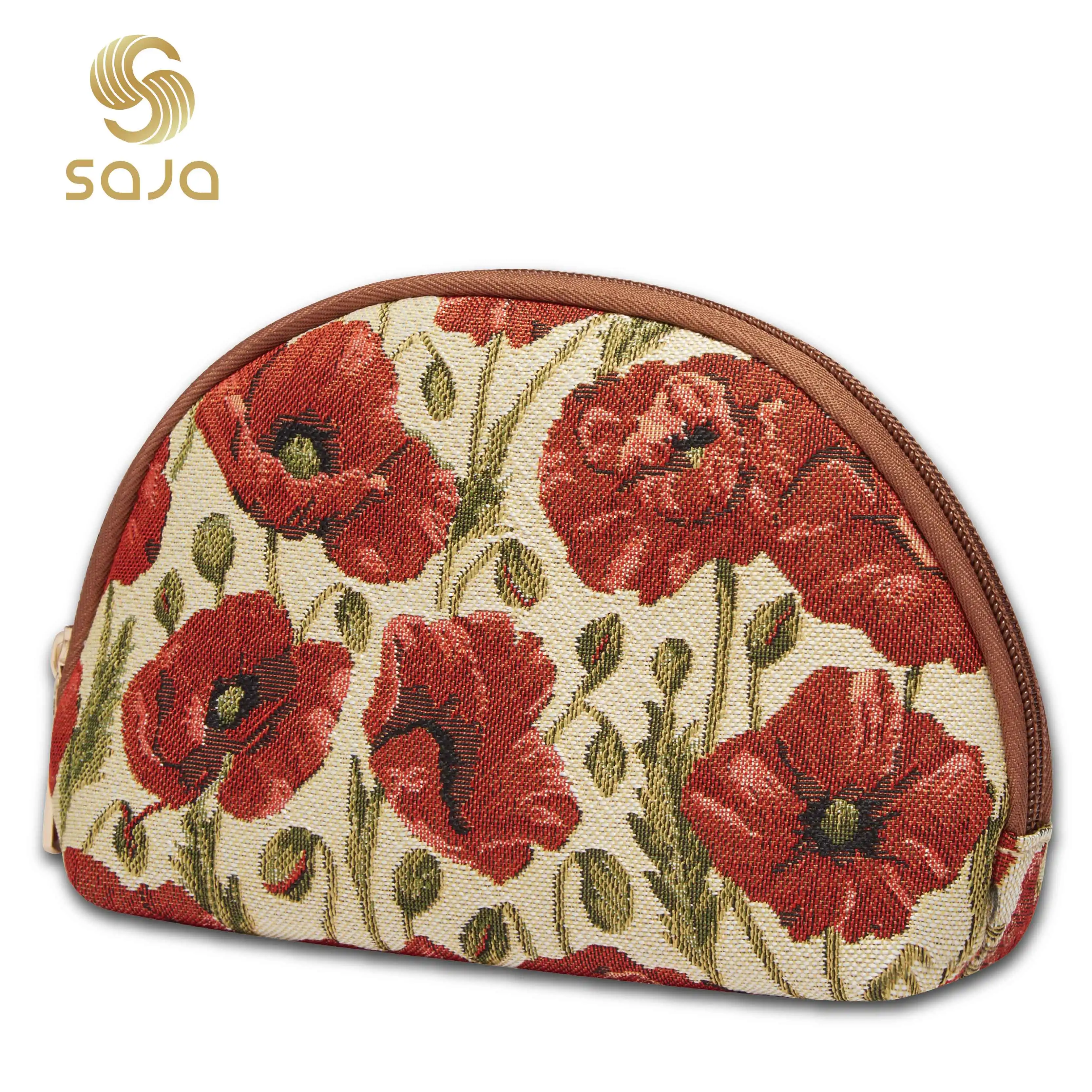 SAJA Wrist Bag Wristlets Coin Purses Women's Wallet Tapestry Bags Pouch Red  Poppy Flower Lipstick Credit Cards Holder For Girls