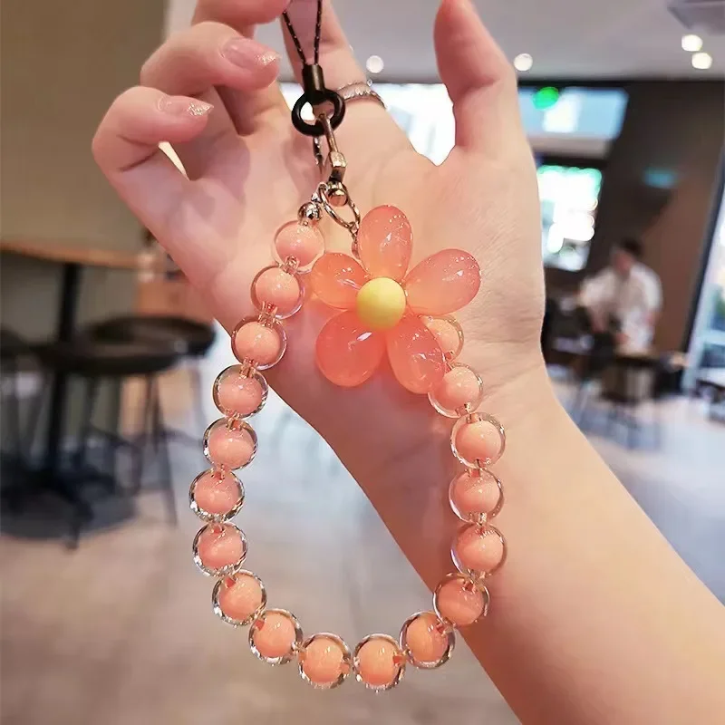 Vibrant Beaded Petal Lanyard Wrist Strap & Keychain Charm