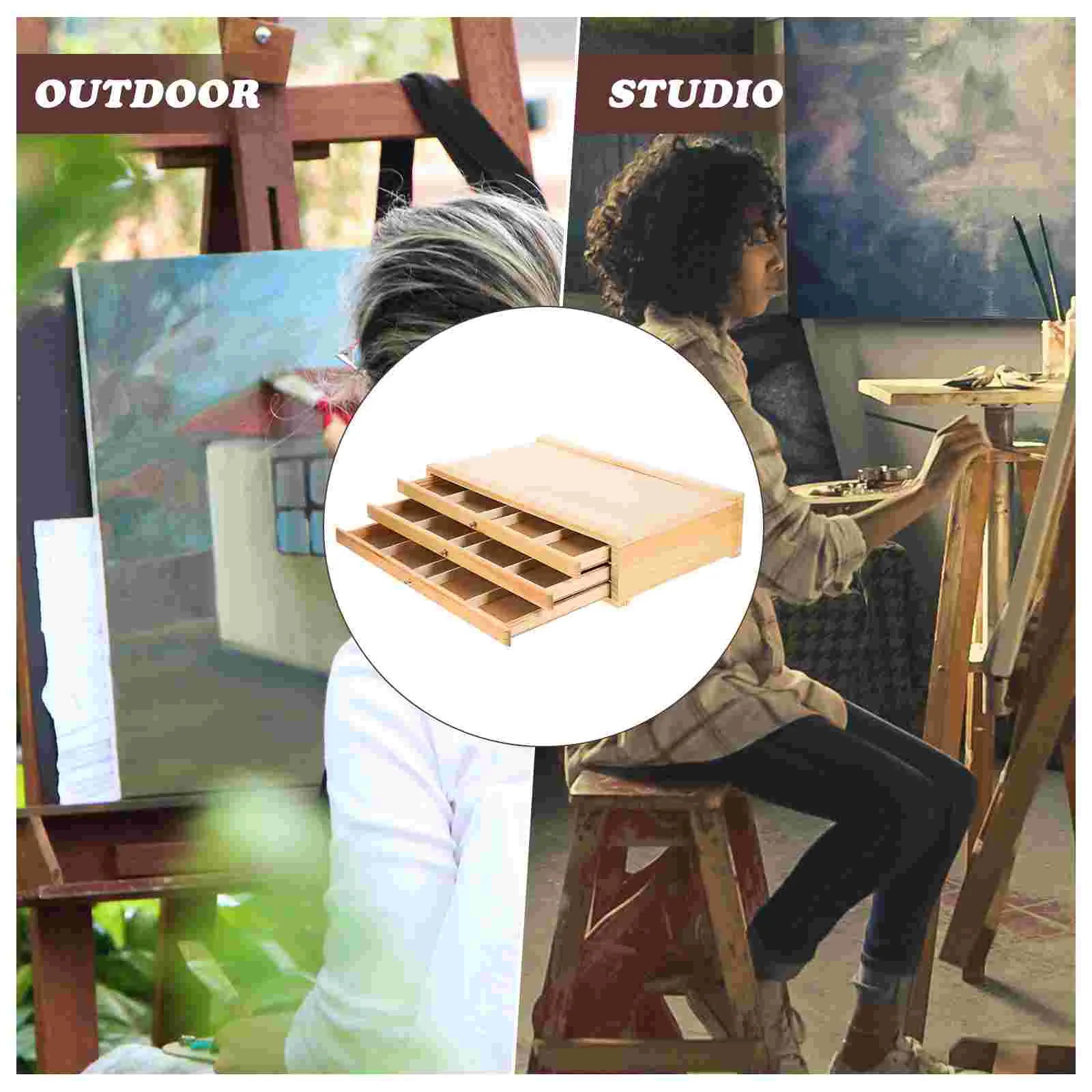 Painting Storage Box Brush Container Paintbrush Holder Organizer Drawer Pencil Tool 6